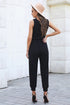 Deep V-Neck Sleeveless Solid Jumpsuit